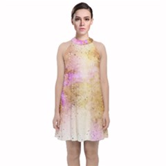 Golden Paint Velvet Halter Neckline Dress  by goljakoff