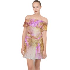 Golden Paint Off Shoulder Chiffon Dress by goljakoff