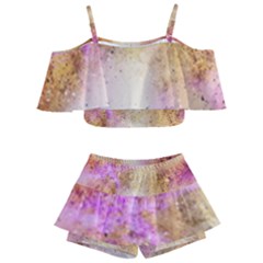 Golden Paint Kids  Off Shoulder Skirt Bikini by goljakoff