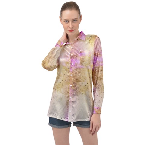 Golden Paint Long Sleeve Satin Shirt by goljakoff