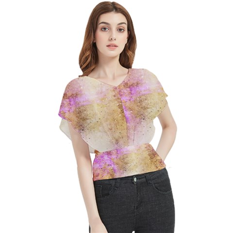 Golden Paint Butterfly Chiffon Blouse by goljakoff