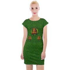 Lady Cartoon Love Her Tulips In Peace Cap Sleeve Bodycon Dress by pepitasart