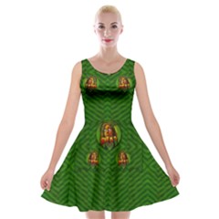 Lady Cartoon Love Her Tulips In Peace Velvet Skater Dress by pepitasart