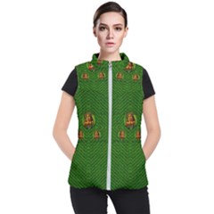 Lady Cartoon Love Her Tulips In Peace Women s Puffer Vest by pepitasart