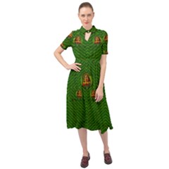 Lady Cartoon Love Her Tulips In Peace Keyhole Neckline Chiffon Dress by pepitasart