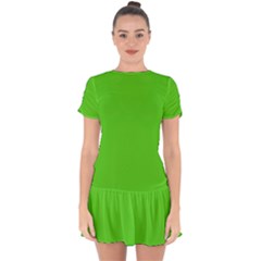 Bright Green Drop Hem Mini Chiffon Dress by FabChoice