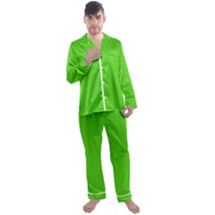 Bright Green Men s Long Sleeve Satin Pajamas Set by FabChoice