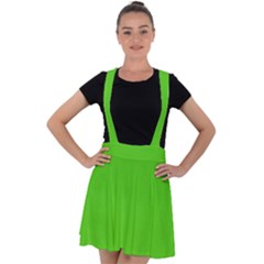 Bright Green Velvet Suspender Skater Skirt by FabChoice