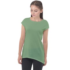 Dark Sea Green Cap Sleeve High Low Top by FabChoice