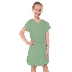 Dark Sea Green Kids  Drop Waist Dress by FabChoice