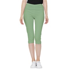 Dark Sea Green Inside Out Lightweight Velour Capri Leggings 