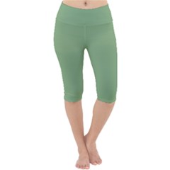 Dark Sea Green Lightweight Velour Cropped Yoga Leggings by FabChoice