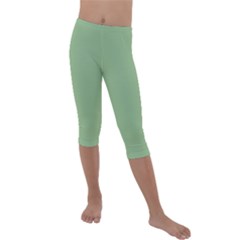 Dark Sea Green Kids  Lightweight Velour Capri Leggings 