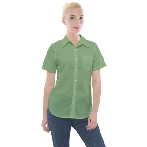 Dark Sea Green Women s Short Sleeve Pocket Shirt by FabChoice