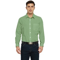 Dark Sea Green Men s Long Sleeve Pocket Shirt  by FabChoice