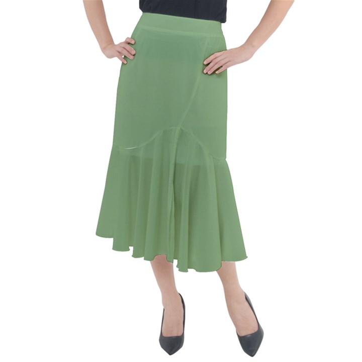 Dark Sea Green Midi Mermaid Skirt