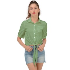 Dark Sea Green Tie Front Shirt  by FabChoice