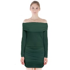 Eden Green Long Sleeve Off Shoulder Dress by FabChoice