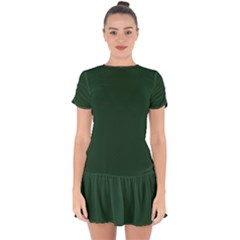 Eden Green Drop Hem Mini Chiffon Dress by FabChoice