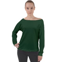 Eden Green Off Shoulder Long Sleeve Velour Top by FabChoice