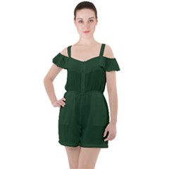 Eden Green Ruffle Cut Out Chiffon Playsuit by FabChoice