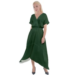 Eden Green Cross Front Sharkbite Hem Maxi Dress by FabChoice