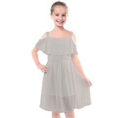 Abalone Grey Kids  Cut Out Shoulders Chiffon Dress by FabChoice