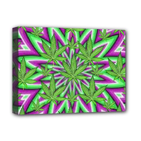 Purple, White, Green, Marijuana, Leaves, Cbdoilprincess  5de76707-e767-40d0-a70d-e7c36407f0a3 Deluxe Canvas 16  X 12  (stretched)  by CBDOilPrincess1