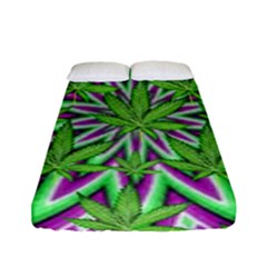 Purple, White, Green, Marijuana, Leaves, Cbdoilprincess  5de76707-e767-40d0-a70d-e7c36407f0a3 Fitted Sheet (full/ Double Size) by CBDOilPrincess1