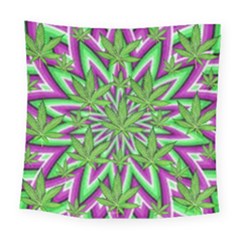 Purple, White, Green, Marijuana, Leaves, Cbdoilprincess  5de76707-e767-40d0-a70d-e7c36407f0a3 Square Tapestry (large) by CBDOilPrincess1