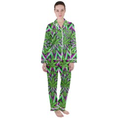 Purple, White, Green, Marijuana, Leaves, Cbdoilprincess  5de76707-e767-40d0-a70d-e7c36407f0a3 Satin Long Sleeve Pajamas Set by CBDOilPrincess1