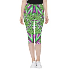 Purple, White, Green, Marijuana, Leaves, Cbdoilprincess  5de76707-e767-40d0-a70d-e7c36407f0a3 Inside Out Lightweight Velour Capri Leggings 