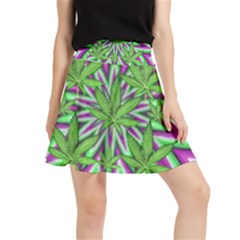 Purple, White, Green, Marijuana, Leaves, Cbdoilprincess  5de76707-e767-40d0-a70d-e7c36407f0a3 Waistband Skirt by CBDOilPrincess1