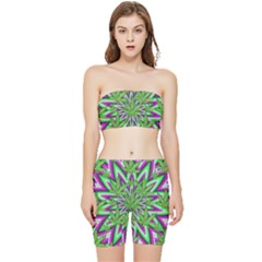 Purple, White, Green, Marijuana, Leaves, Cbdoilprincess  5de76707-e767-40d0-a70d-e7c36407f0a3 Stretch Shorts And Tube Top Set by CBDOilPrincess1