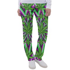 Purple, White, Green, Marijuana, Leaves, Cbdoilprincess  5de76707-e767-40d0-a70d-e7c36407f0a3 Women s Casual Pants by CBDOilPrincess1