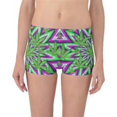 Purple, White, Green, Marijuana, Leaves, Cbdoilprincess  5de76707-e767-40d0-a70d-e7c36407f0a3 Boyleg Bikini Bottoms by CBDOilPrincess1