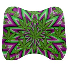 Purple, White, Green, Marijuana, Leaves, Cbdoilprincess  5de76707-e767-40d0-a70d-e7c36407f0a3 Velour Head Support Cushion by CBDOilPrincess1