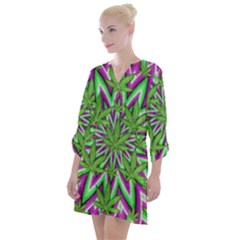 Purple, White, Green, Marijuana, Leaves, Cbdoilprincess  5de76707-e767-40d0-a70d-e7c36407f0a3 Open Neck Shift Dress by CBDOilPrincess1