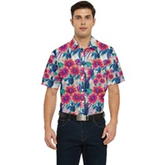 Tropical Flowers Turtles Cbdoilprincess 9a8efa63-1b6b-4226-a85c-858859e581d8 Men s Short Sleeve Pocket Shirt  by CBDOilPrincess1