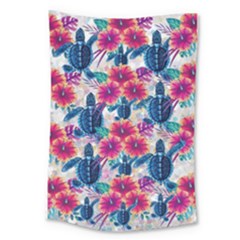 Tropical Flowers Turtles Cbdoilprincess 9a8efa63-1b6b-4226-a85c-858859e581d8 Large Tapestry by CBDOilPrincess1