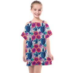 Tropical Flowers Turtles Cbdoilprincess 9a8efa63-1b6b-4226-a85c-858859e581d8 Kids  One Piece Chiffon Dress by CBDOilPrincess1