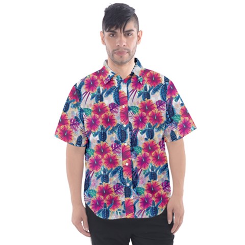 Tropical Flowers Turtles Cbdoilprincess 9a8efa63-1b6b-4226-a85c-858859e581d8 Men s Short Sleeve Shirt by CBDOilPrincess1