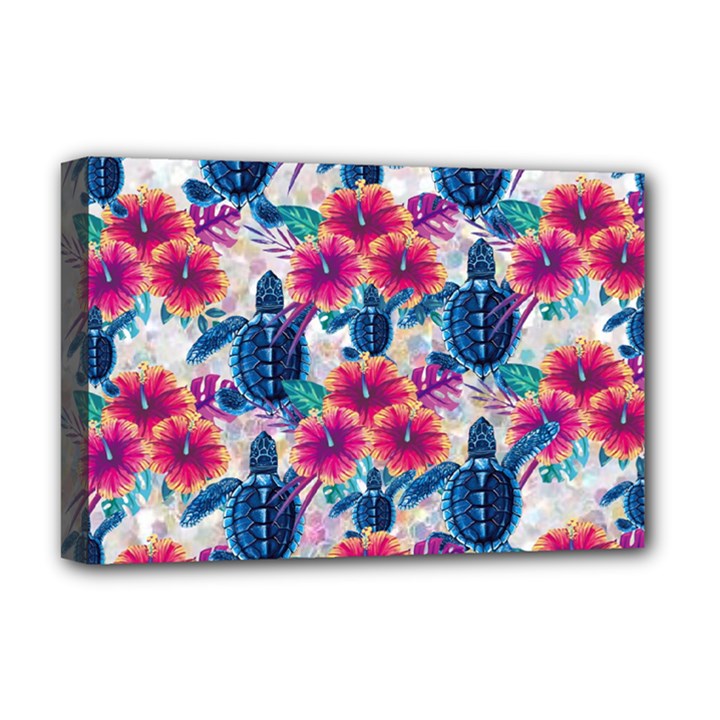 Tropical Flowers Turtles CBDOilPrincess 9a8efa63-1b6b-4226-a85c-858859e581d8 Deluxe Canvas 18  x 12  (Stretched)