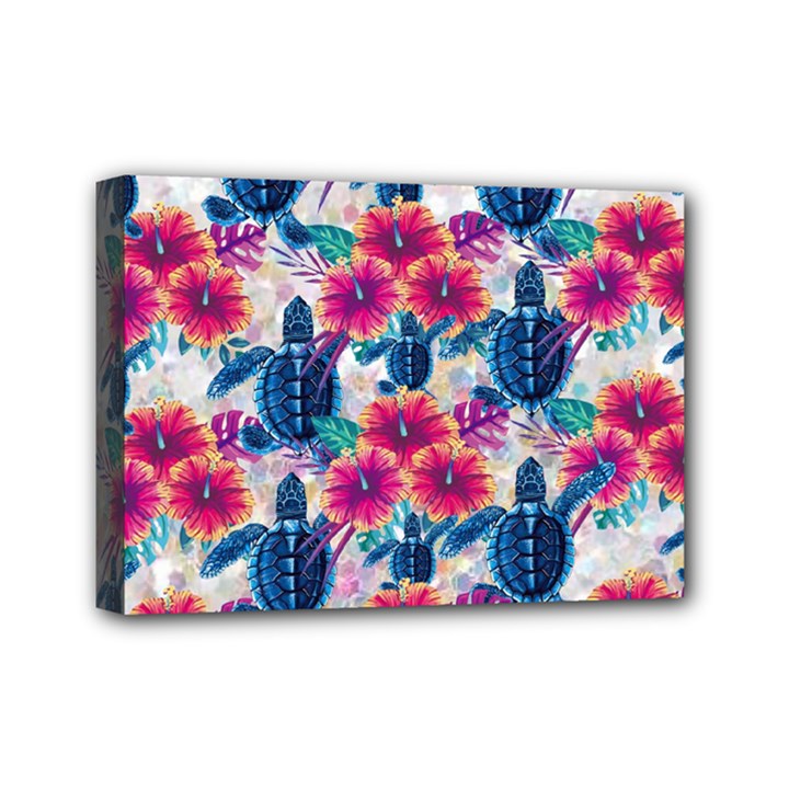 Tropical Flowers Turtles CBDOilPrincess 9a8efa63-1b6b-4226-a85c-858859e581d8 Mini Canvas 7  x 5  (Stretched)