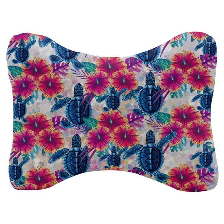 Tropical Flowers Turtles CBDOilPrincess 9a8efa63-1b6b-4226-a85c-858859e581d8 Velour Seat Head Rest Cushion