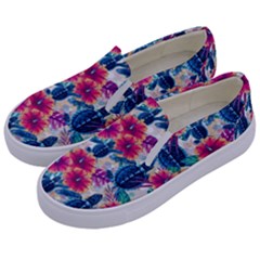 Tropical Flowers Turtles Cbdoilprincess 9a8efa63-1b6b-4226-a85c-858859e581d8 Kids  Canvas Slip Ons