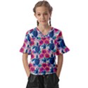 Tropical Flowers Turtles CBDOilPrincess 9a8efa63-1b6b-4226-a85c-858859e581d8 V-Neck Horn Sleeve Blouse View1