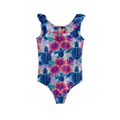 Tropical Flowers Turtles Cbdoilprincess 9a8efa63-1b6b-4226-a85c-858859e581d8 Kids  Frill Swimsuit