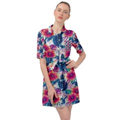 Tropical Flowers Turtles Cbdoilprincess 9a8efa63-1b6b-4226-a85c-858859e581d8 Belted Shirt Dress by CBDOilPrincess1