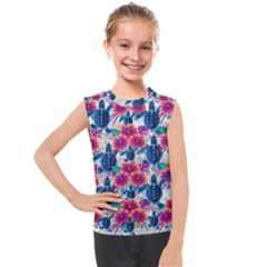 Tropical Flowers Turtles Cbdoilprincess 9a8efa63-1b6b-4226-a85c-858859e581d8 Kids  Mesh Tank Top